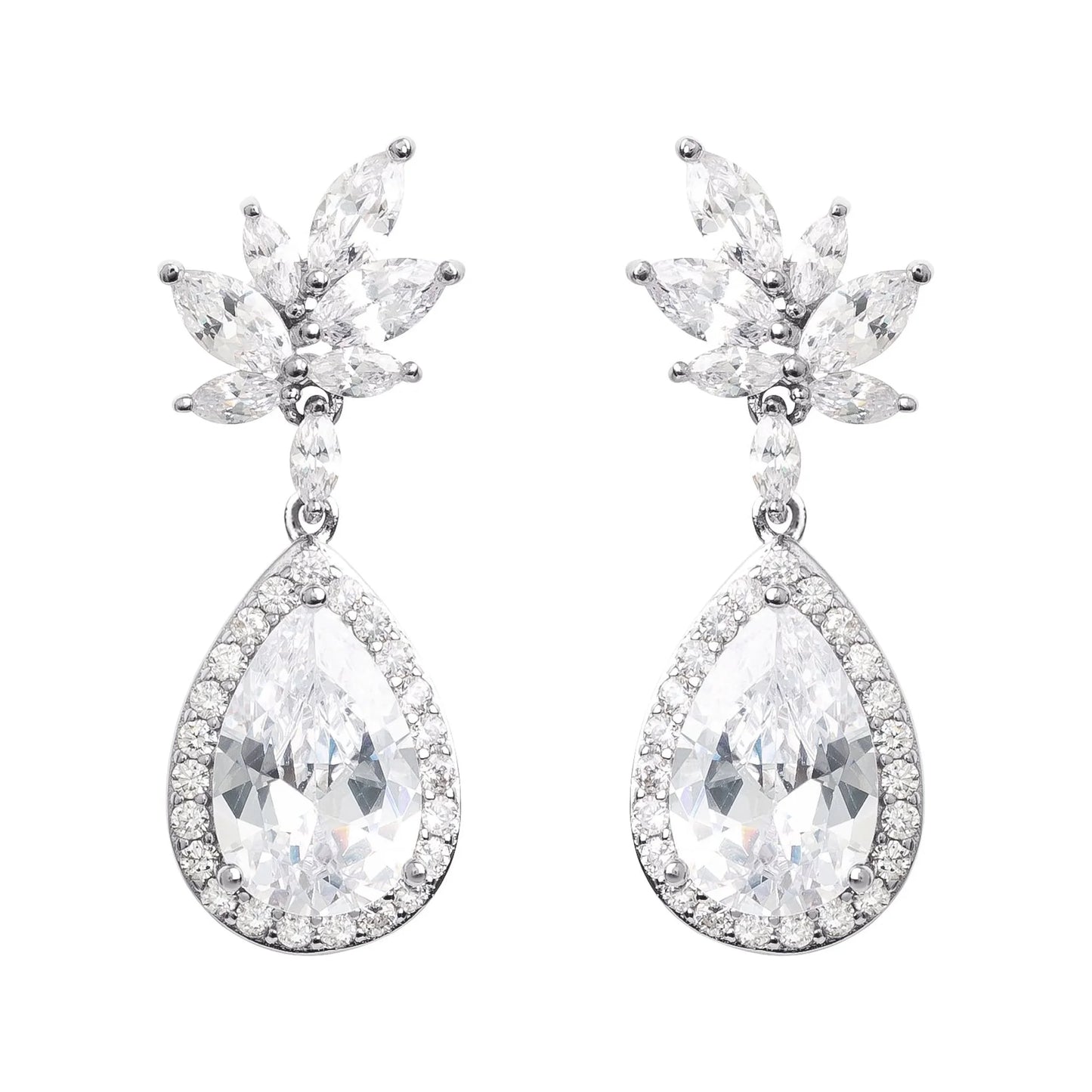 Brilliance Sterling Silver CZ Pear Drop Earrings