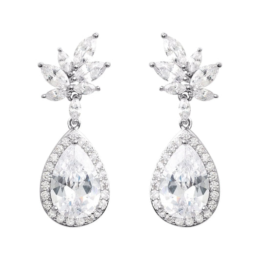 Brilliance Sterling Silver CZ Pear Drop Earrings