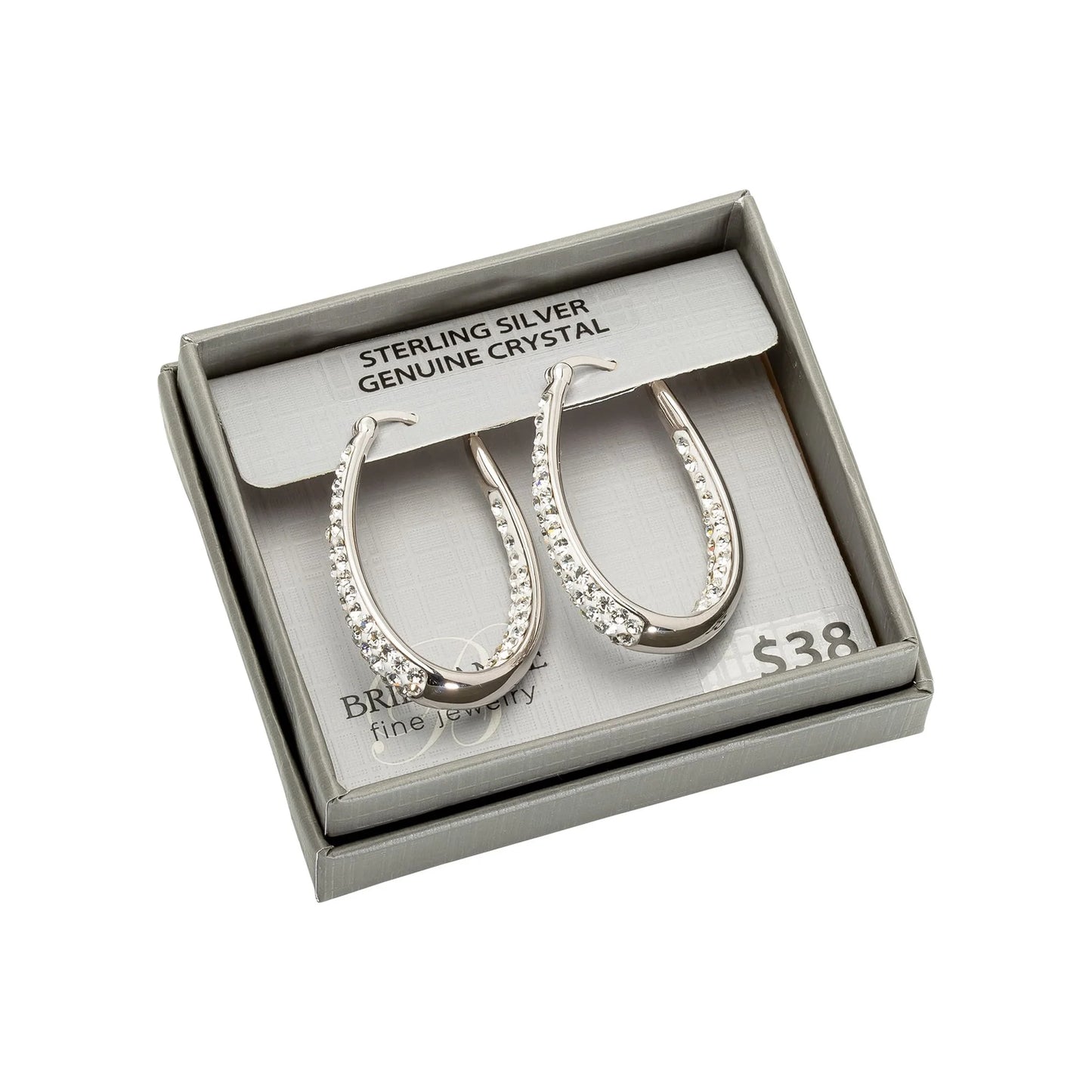 Brilliance Silver Crystal Hoop Earrings