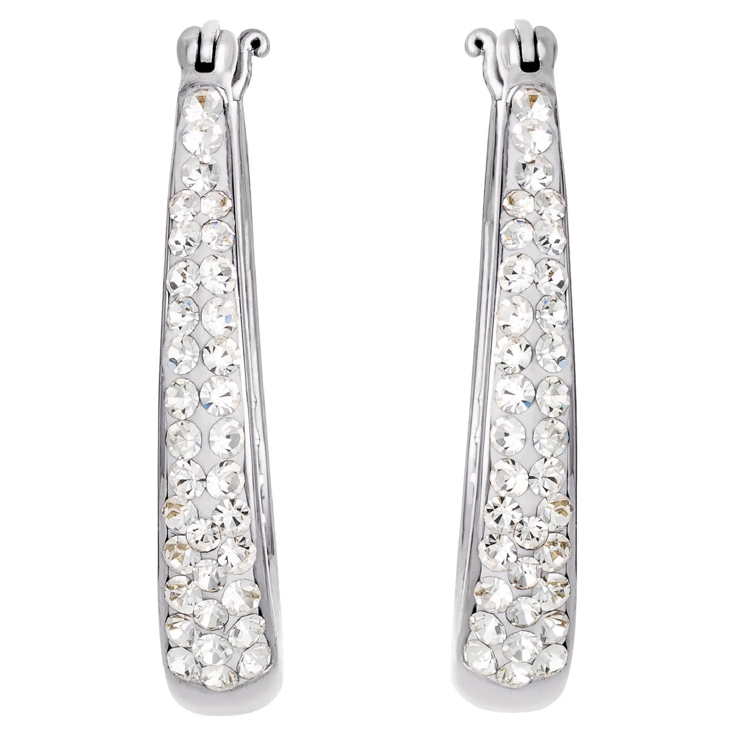 Brilliance Silver Crystal Hoop Earrings