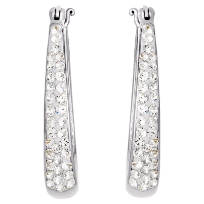 Brilliance Silver Crystal Hoop Earrings