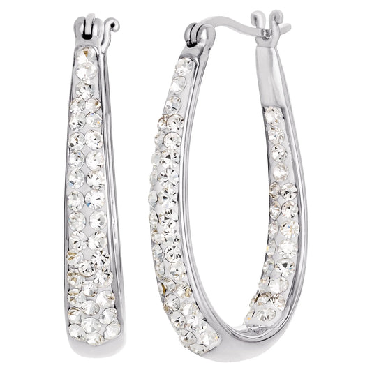 Brilliance Silver Crystal Hoop Earrings