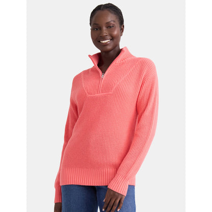 Time and Tru Women's Half-Zip Sweater, Midweight