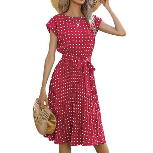 DYMADE Women's Polka Dot Ruffle Dress