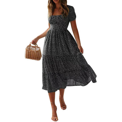 DYMADE Women's Polka Dot Ruffle Dress