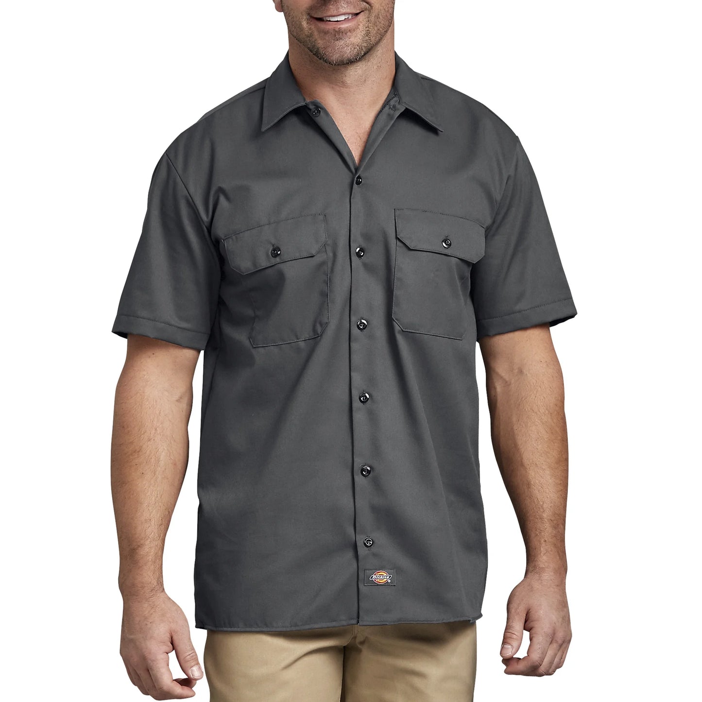 Big Mens Short Sleeve Twill Work Shirt