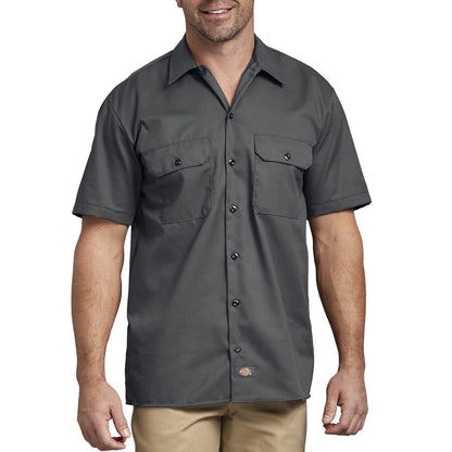 Big Mens Short Sleeve Twill Work Shirt