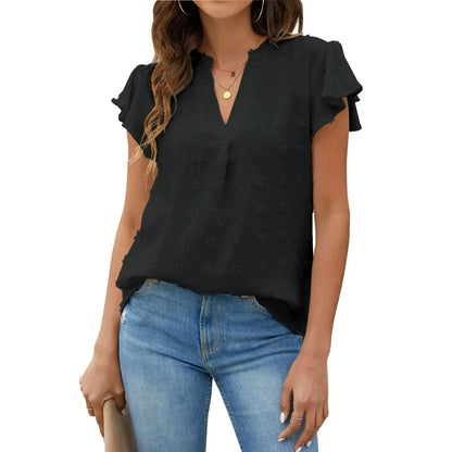 Fantaslook Women's V-Neck Ruffle Sleeve Blouse