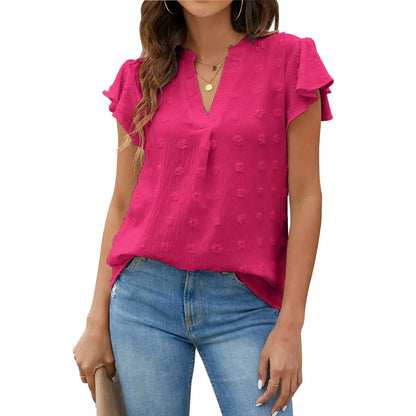 Fantaslook Women's V-Neck Ruffle Sleeve Blouse