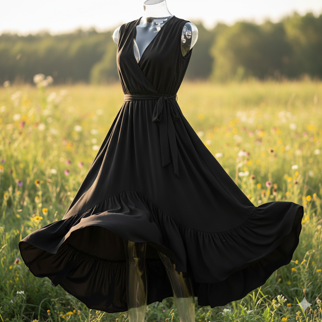 Cascade Ruffle Hem Dress