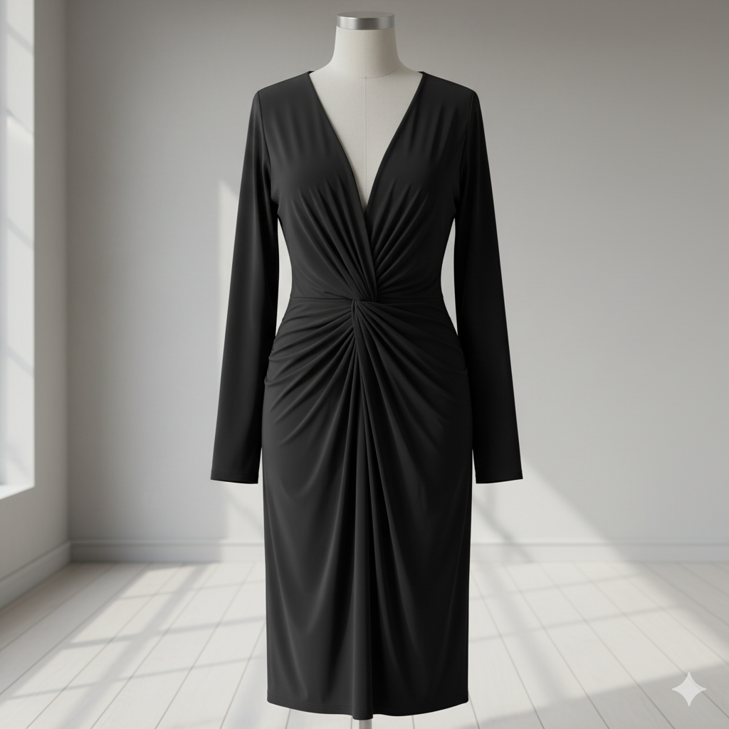 Aurora Twist‑Front Jersey Dress