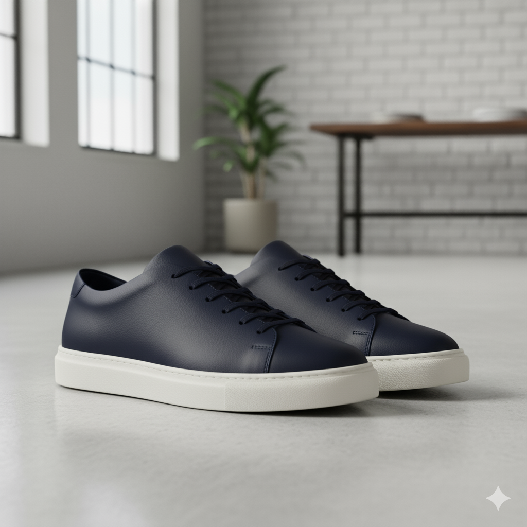 Minimal Leather Sneaker for Men - Black, White, Navy
