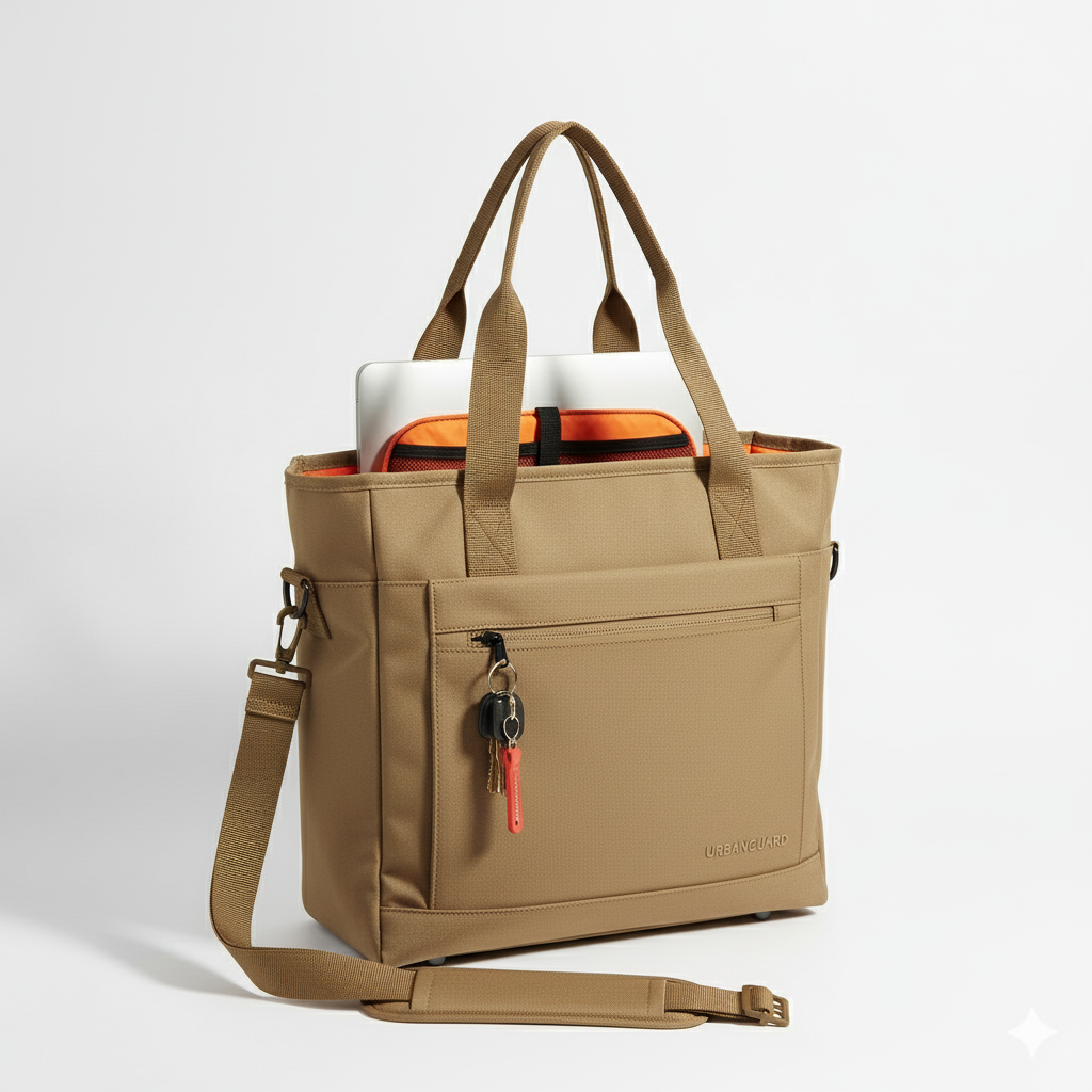 UrbanGuard Everyday Tote Bag - Water-Resistant Shell, Padded Laptop Sleeve