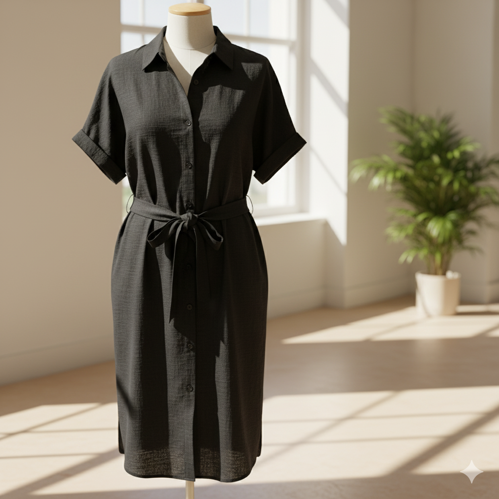 Solstice Linen-Blend Shirt Dress