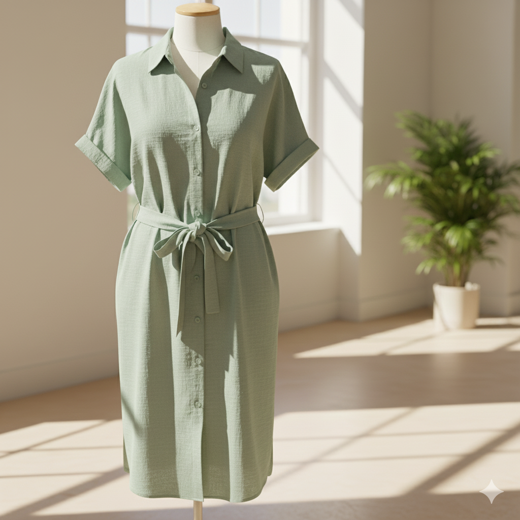Solstice Linen-Blend Shirt Dress