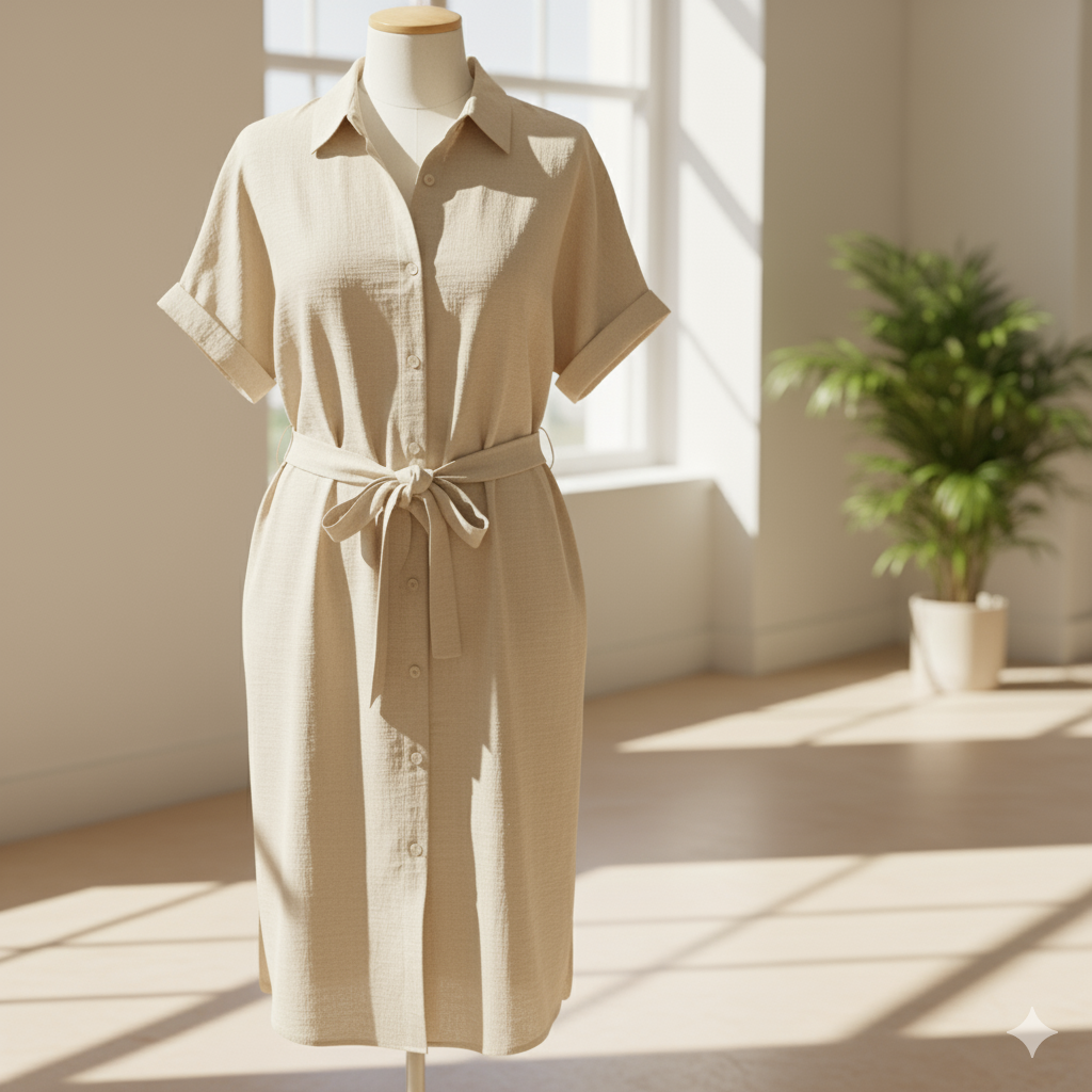 Solstice Linen-Blend Shirt Dress