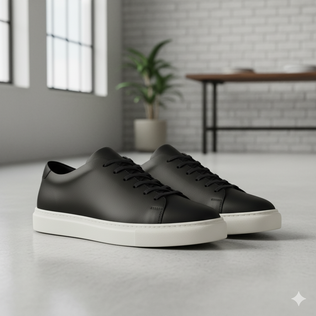 Minimal Leather Sneaker for Men - Black, White, Navy