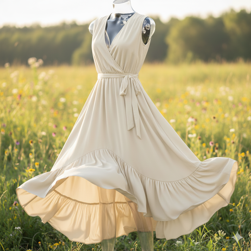 Cascade Ruffle Hem Dress