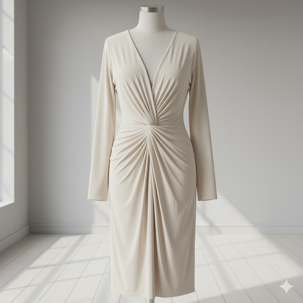 Aurora Twist‑Front Jersey Dress
