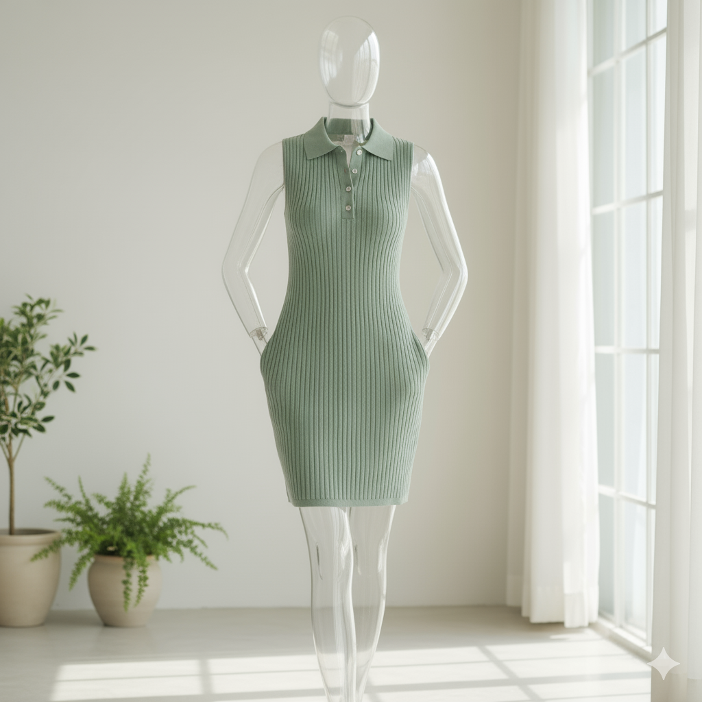 TerraFlow Knit Polo Dress