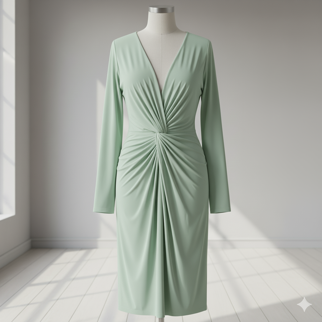 Aurora Twist‑Front Jersey Dress