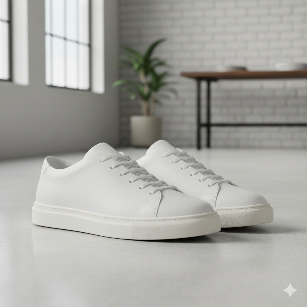 Minimal Leather Sneaker for Men - Black, White, Navy