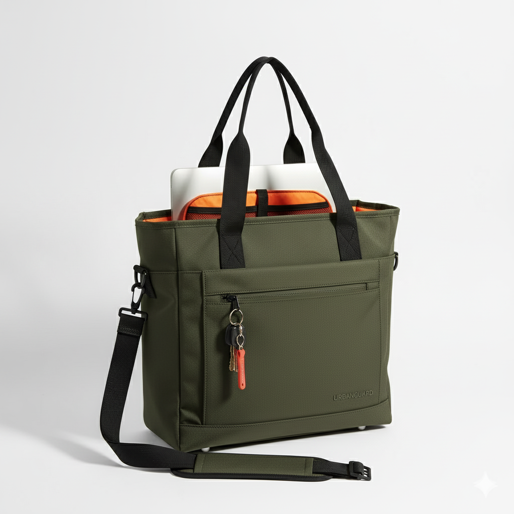 UrbanGuard Everyday Tote Bag - Water-Resistant Shell, Padded Laptop Sleeve