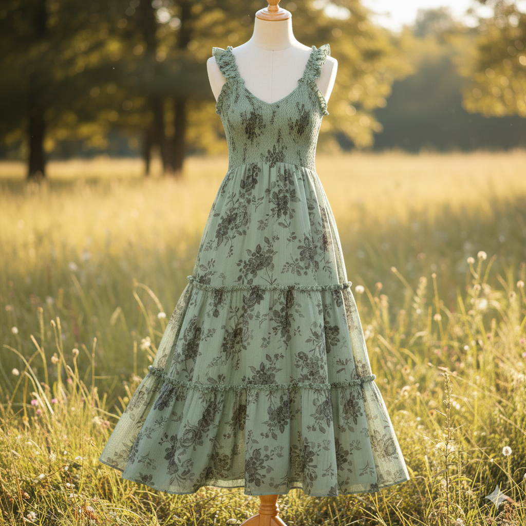 MeadowFlair Smocked Midi Dress