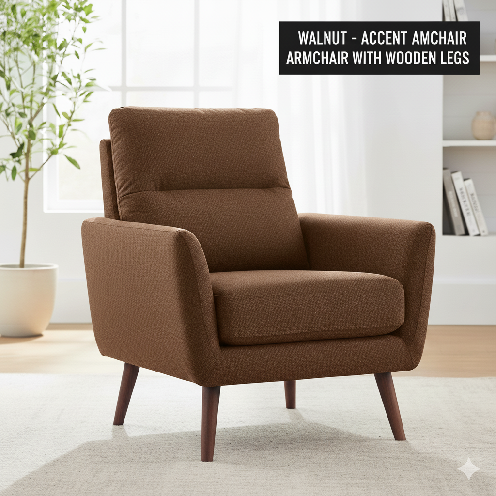 Accent Armchair with Wooden Legs