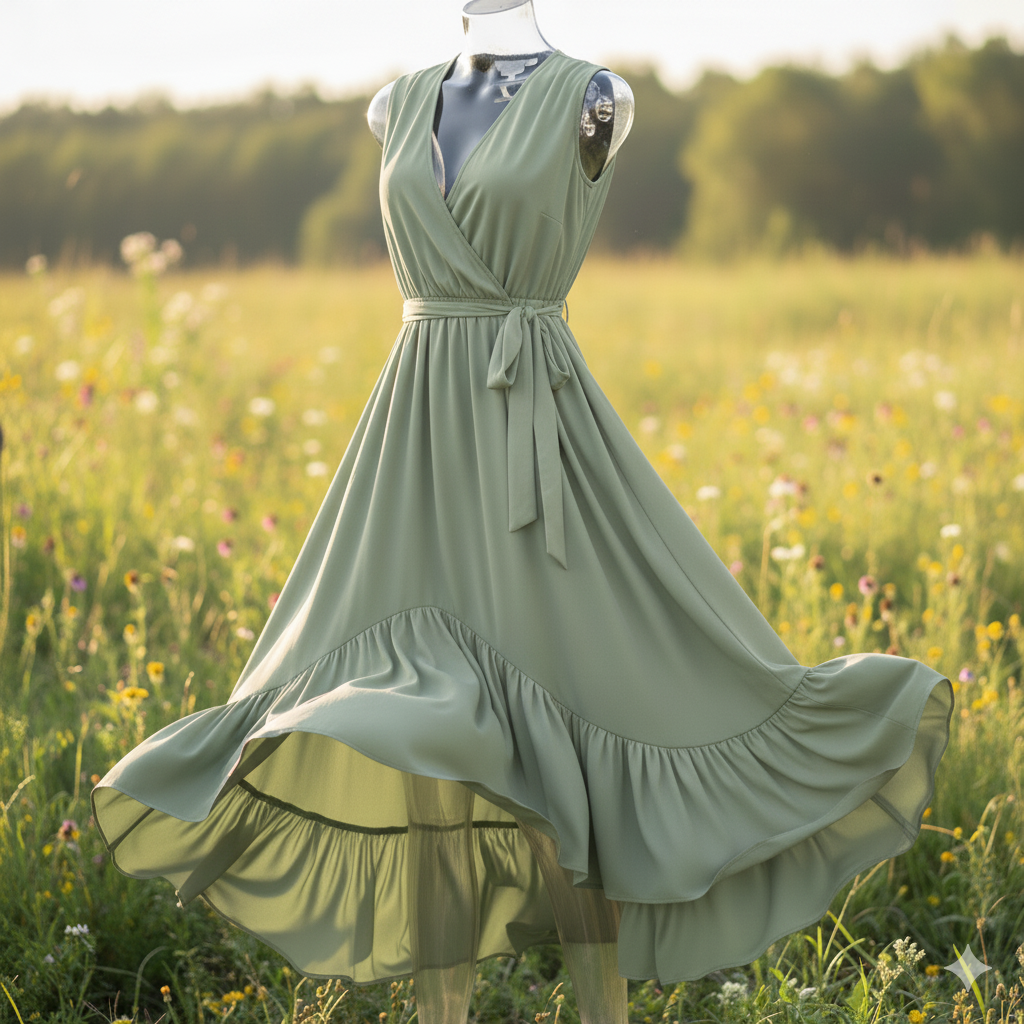 Cascade Ruffle Hem Dress