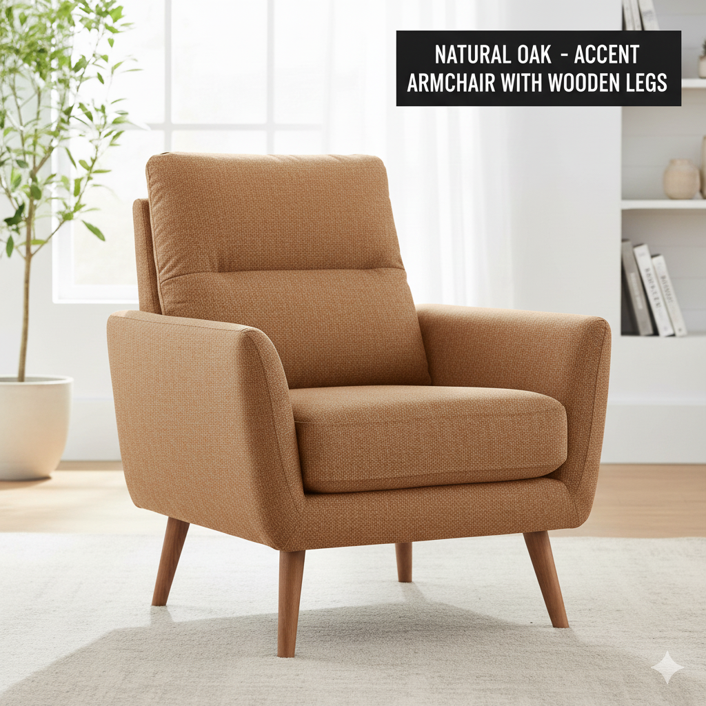 Accent Armchair with Wooden Legs