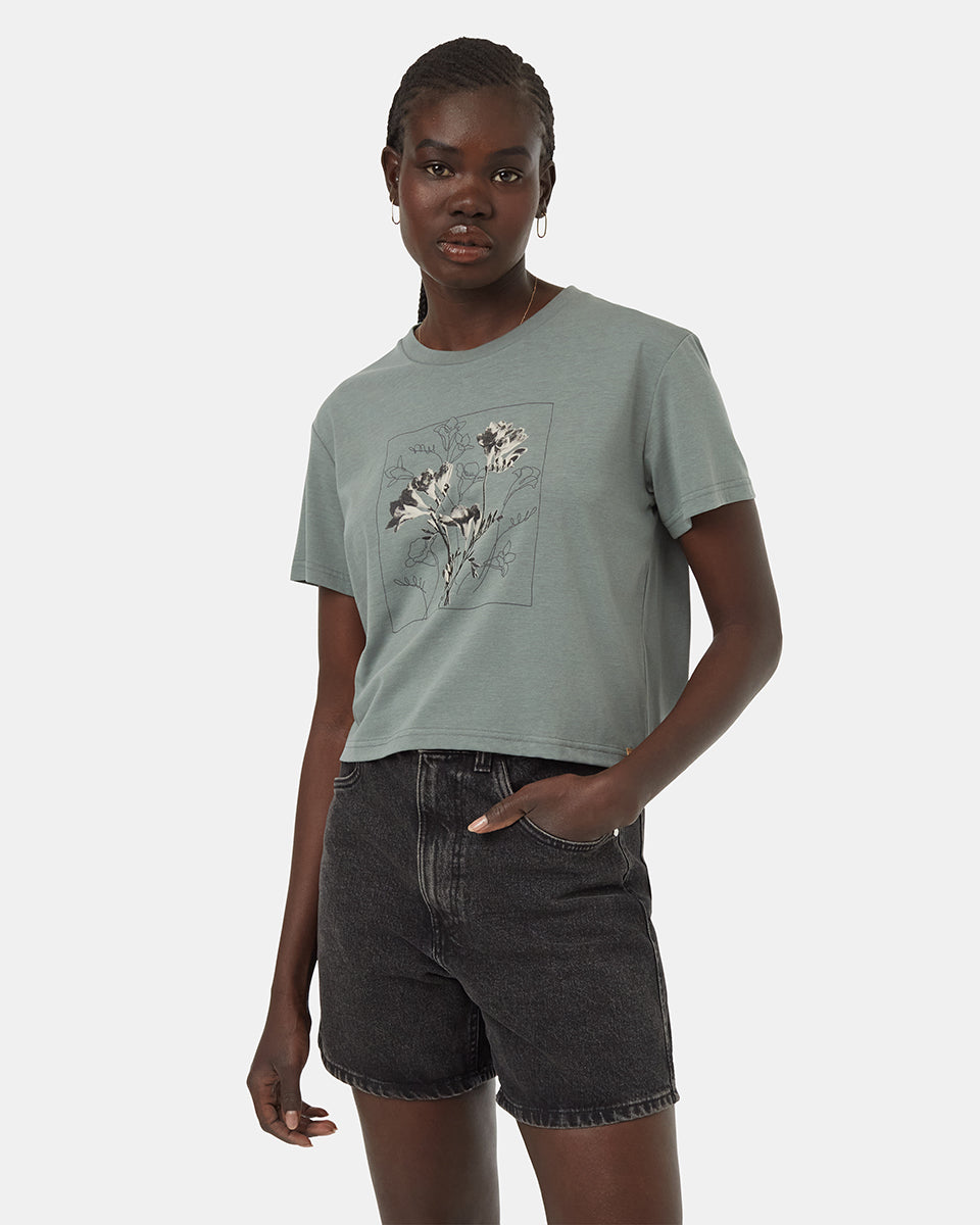 Μπλούζα με φλοράλ κροπ