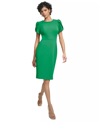 Tulip-Sleeve Sheath Dress