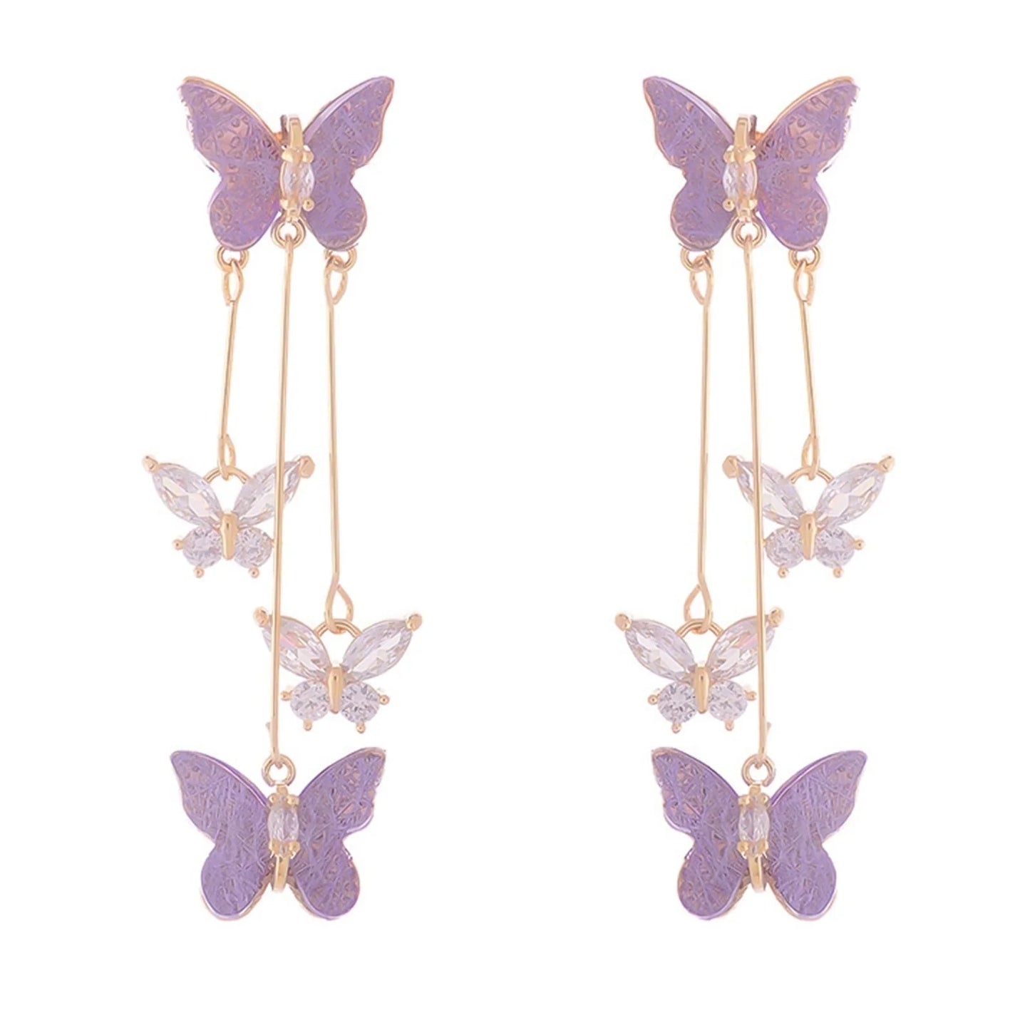 HETICA Purple Butterfly Tassel Earrings