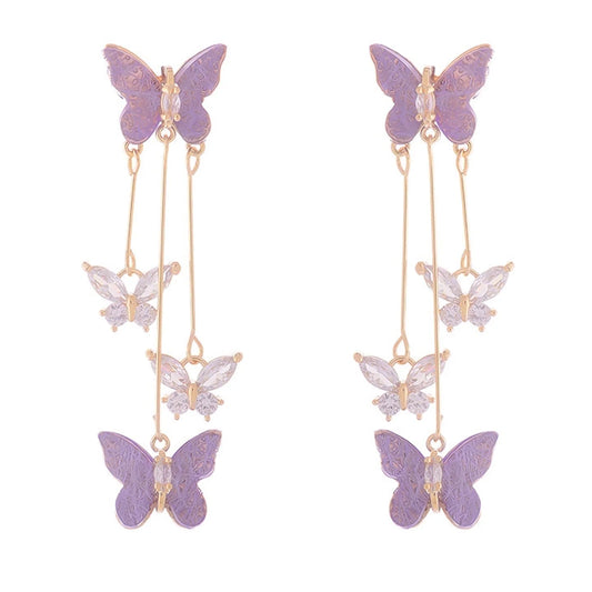 HETICA Purple Butterfly Tassel Earrings