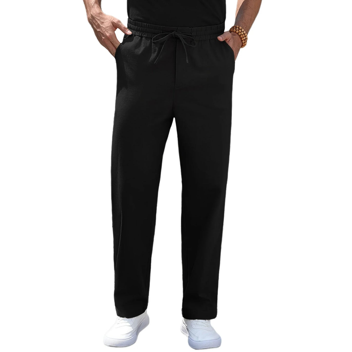 Iceglad Men's Linen Drawstring Pants