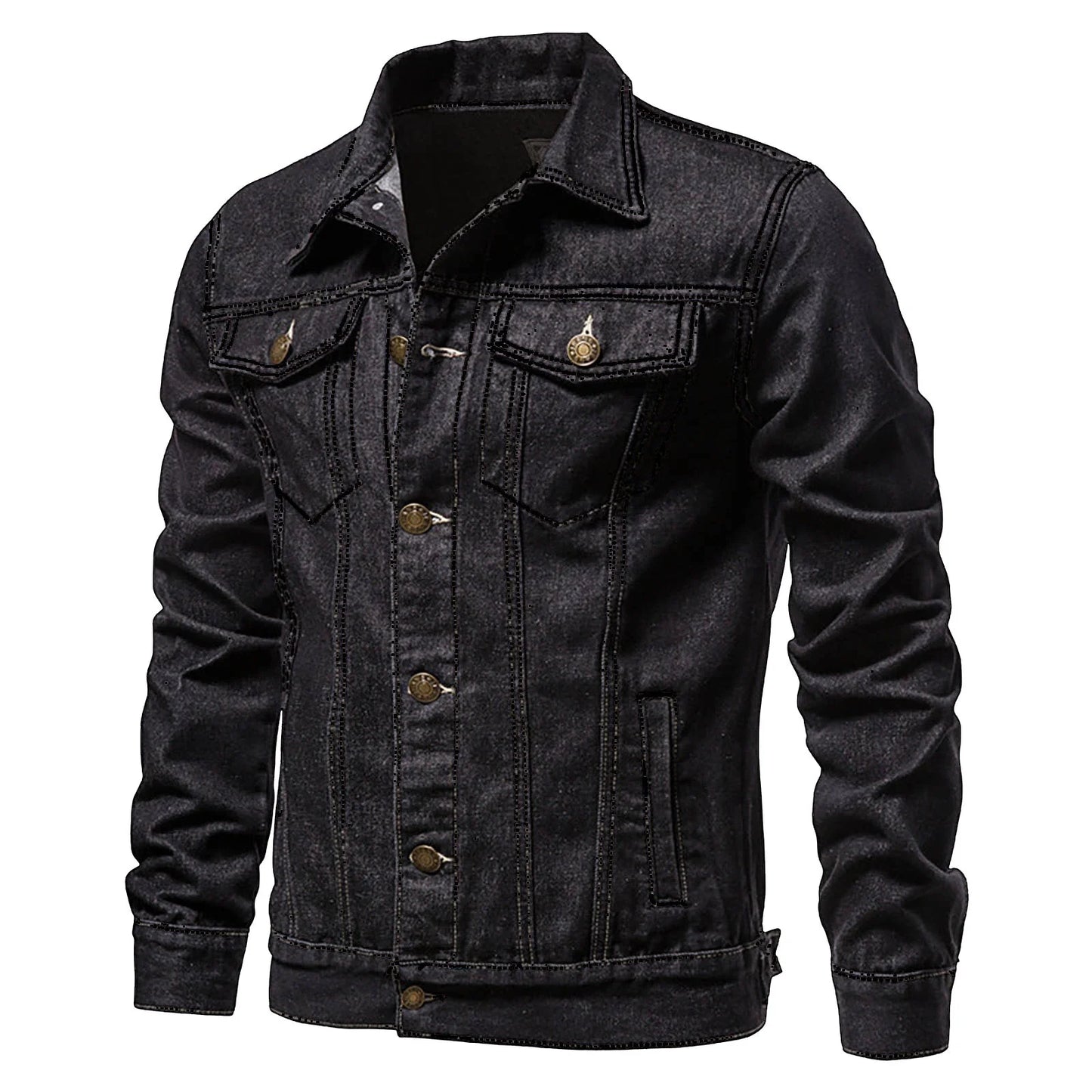 JUUYY Men's Distressed Denim Trucker Jacket