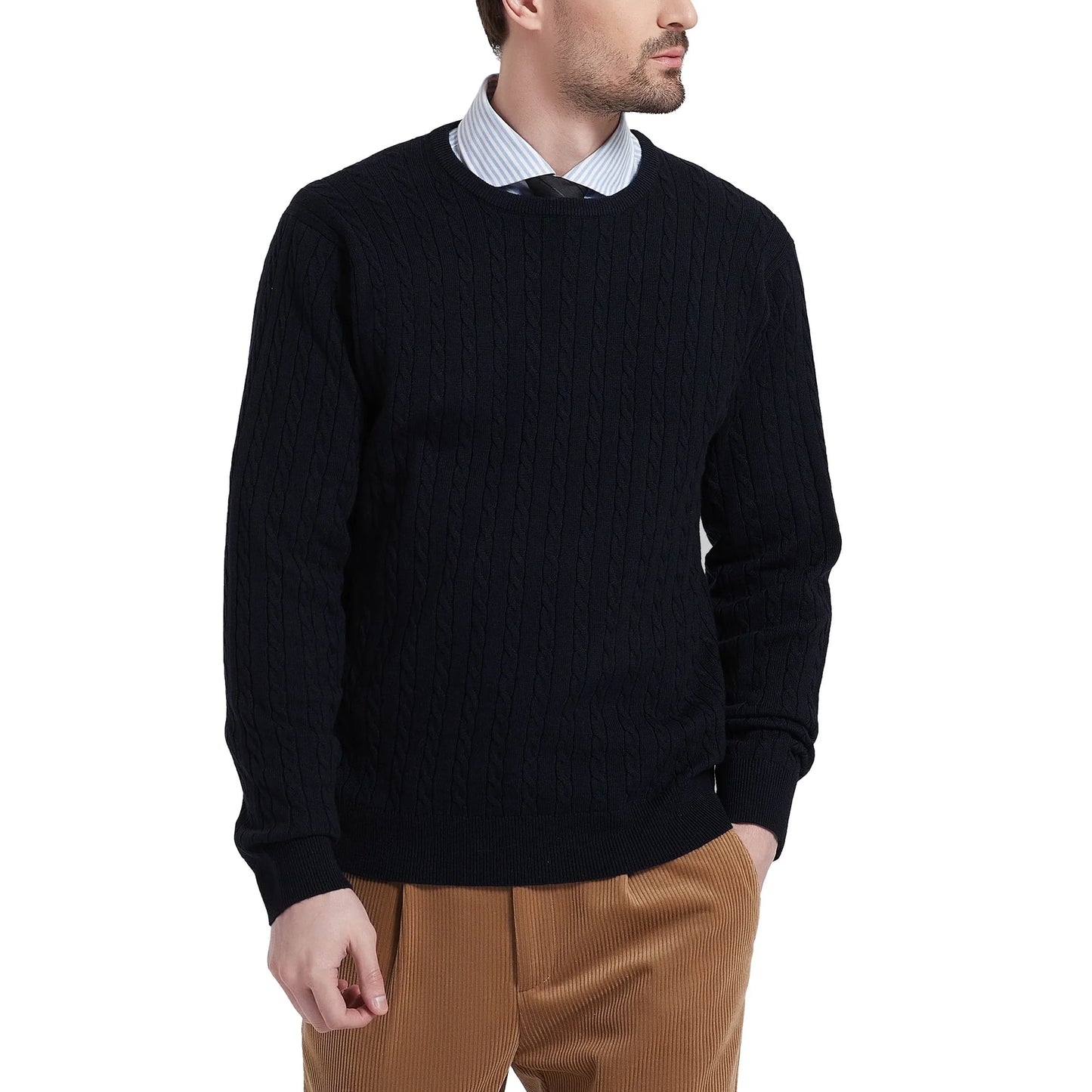 Kallspin Wool Blend Cable-Knit Sweater