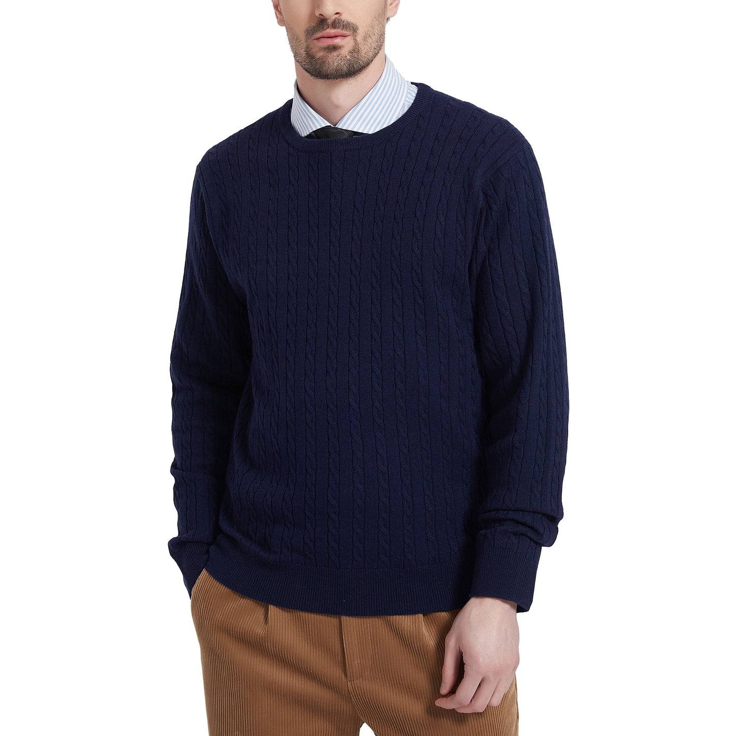 Kallspin Wool Blend Cable-Knit Sweater