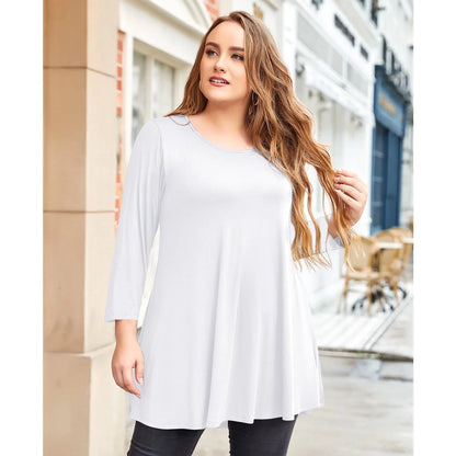 LARACE Women's Plus Size 3/4 Sleeve Flare Top