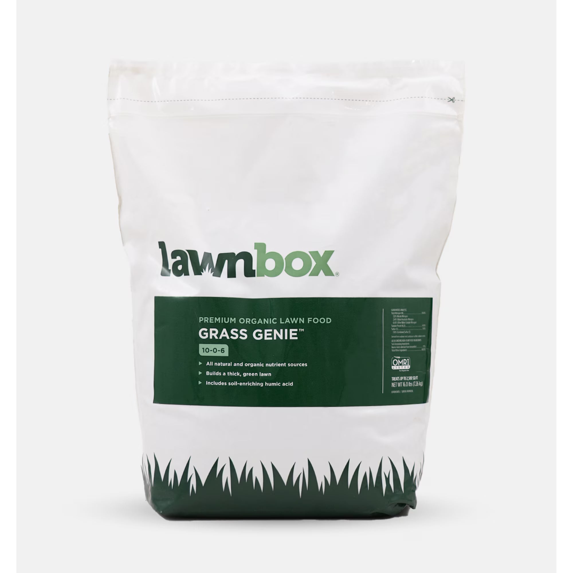 Lawnbox Grass Genie 10-0-6 100% Βιολογικό Λίπασμα για Άνοιξη, Σακούλα 32 lb, Καλύπτει 5.000 τετραγωνικά πόδια