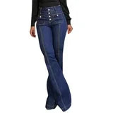 Lenpel High-Waist Flared Bell Bottom Jeans