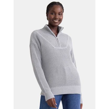 Time and Tru Women's Half-Zip Sweater, Midweight