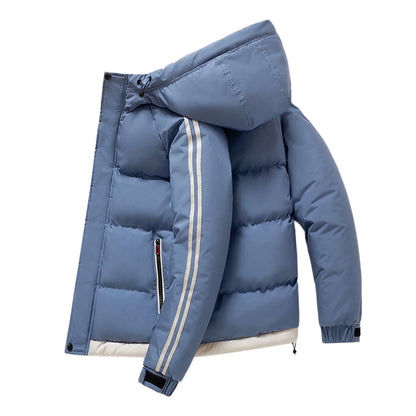 Padded Jacket With Striped Diagonal Pole