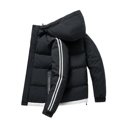 Padded Jacket With Striped Diagonal Pole