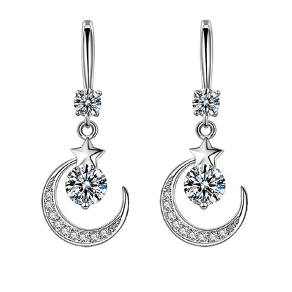 Muxika Moon Star Zirconia Dangle Earrings