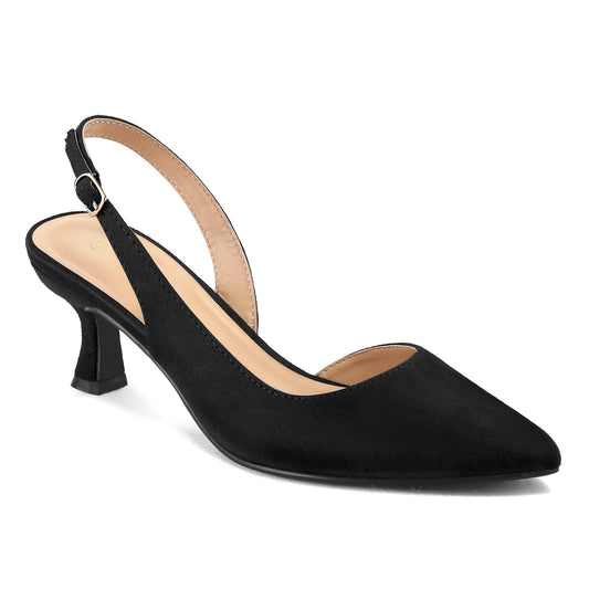 Pennysue Black Suede Slingback Pumps