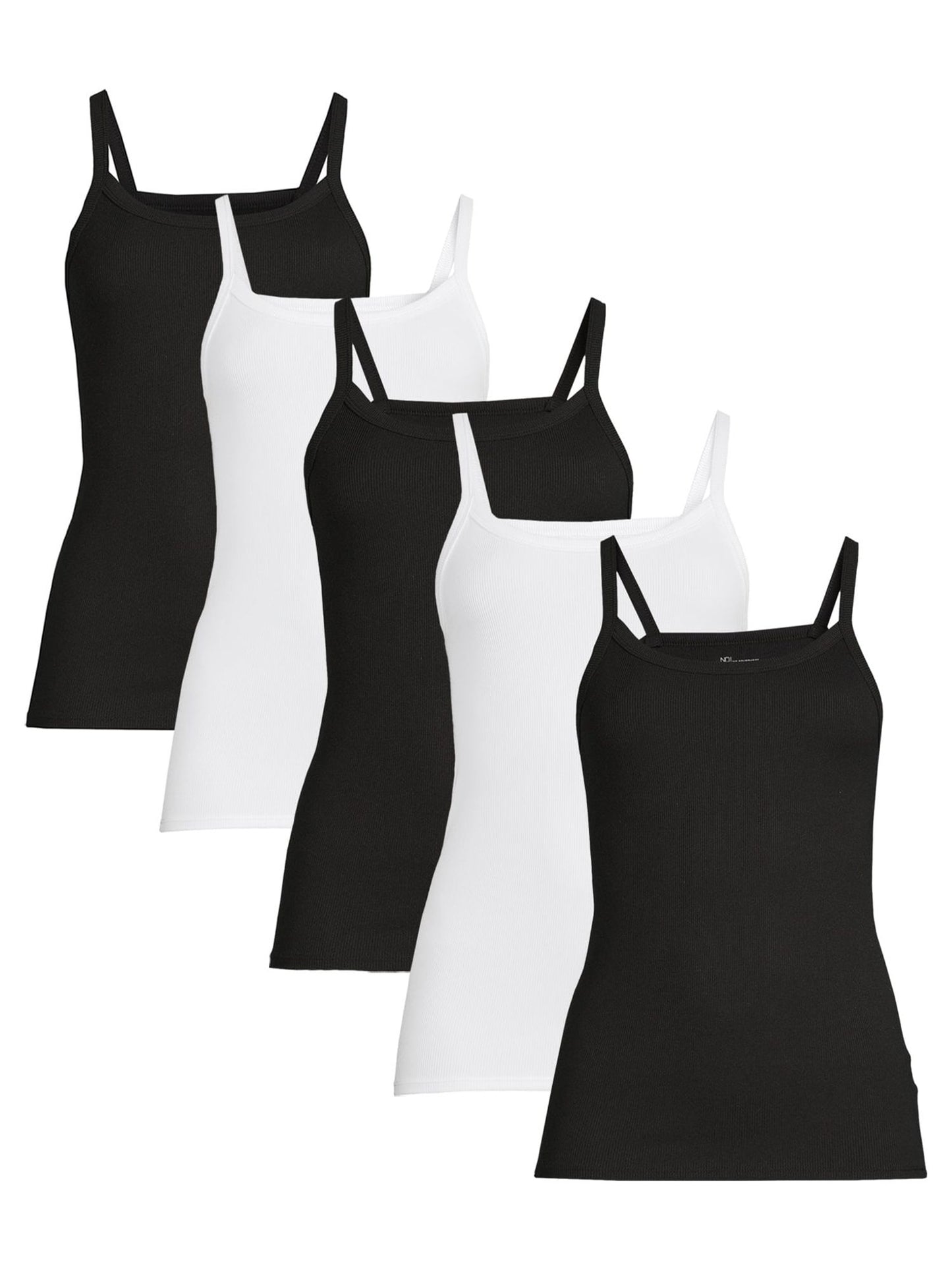 No Boundaries Rib Cami Top, 1 or 5-Pack, Women's