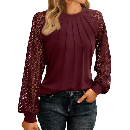 SUNBS Women's Lace Tunic Crewneck Blouse