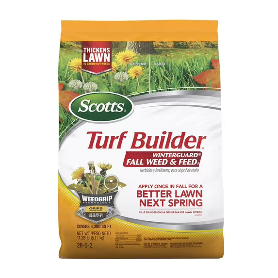 Scotts Turf Builder WinterGuard Φθινοπωρινό Ζιζανιοκτόνο &amp; Τροφοδοσία – Φθινοπωρινό Λίπασμα &amp; Ζιζανιοκτόνο για το Γκαζόν | Κάλυψη 4.000 τετραγωνικών ποδιών, 11,28 λίβρες